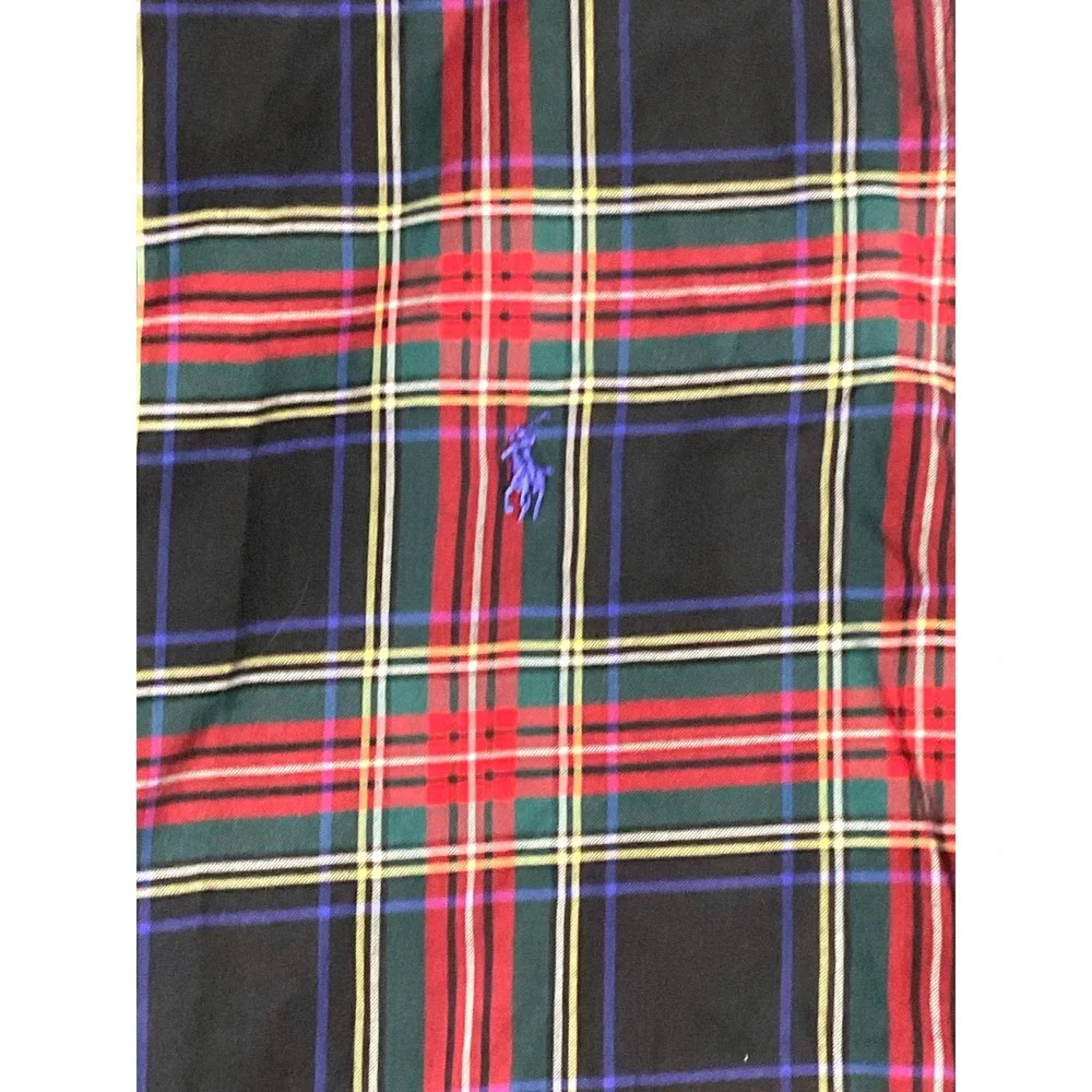 Polo Ralph Lauren men's tartan plaid button shirt slim fit cotton red blue Large